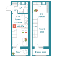 Студия № 359 Корп.: 2 , Секция 2  в ЖК Графика