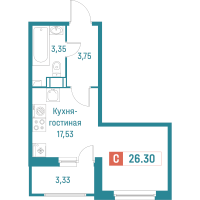 Студия № 340 Корп.: 3 , Секция 2  в ЖК Графика