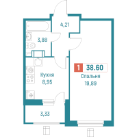 1 ккв № 422 Корп.: 3 , Секция 2  в ЖК Графика