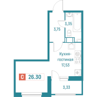 Студия № 339 Корп.: 3 , Секция 2  в ЖК Графика