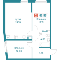 3 ккв (Евро) № 478 Корп.: 3 , Секция 3  в ЖК Графика