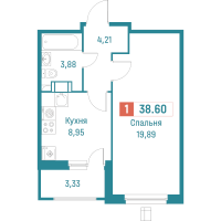 1 ккв № 398 Корп.: 3 , Секция 2  в ЖК Графика