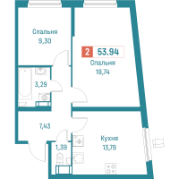 2 ккв № 17 Корп.: 3 , Секция 1  в ЖК Графика