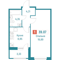 1 ккв № 243 Корп.: 3 , Секция 2  в ЖК Графика