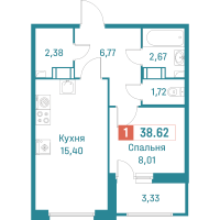 2 ккв (Евро) № 598 Корп.: 3 , Секция 3  в ЖК Графика
