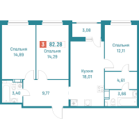4 ккв (Евро) № 524 Корп.: 3 , Секция 3  в ЖК Графика