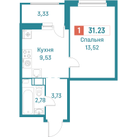 1 ккв № 494 Корп.: 3 , Секция 3  в ЖК Графика