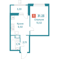 1 ккв № 522 Корп.: 3 , Секция 3  в ЖК Графика