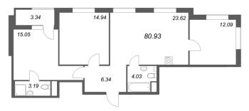 4 ккв (Евро) № 630 Корп.: 2 , Секция 1  в ЖК Гранат