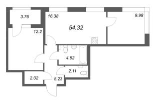 3 ккв (Евро) № 549 Корп.: 1 , Секция 6  в ЖК Гранат