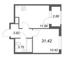 1 ккв № 1075 Корп.: 6 , Секция 3  в ЖК Гранат