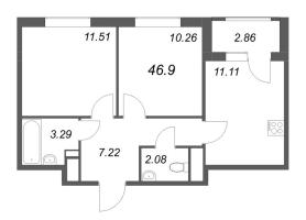 2 ккв № 13 Корп.: 1 , Секция 1  в ЖК Гранат