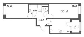 2 ккв № 458 Корп.: 1 , Секция 5  в ЖК Гранат
