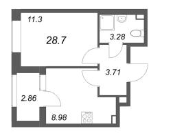 1 ккв № 194 Корп.: 1 , Секция 3  в ЖК Гранат
