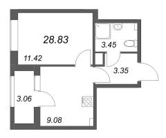 1 ккв № 480 Корп.: 1 , Секция 5  в ЖК Гранат