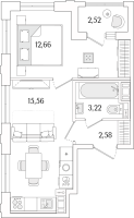 2 ккв (Евро) № 1316 Корп.: 6 , Секция 5  в ЖК Гранат