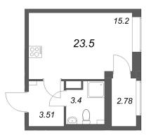 Студия № 568 Корп.: 1 , Секция 6  в ЖК Гранат