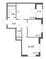 2 ккв № 706 Корп.: 3 , Секция 1  в ЖК Гранат