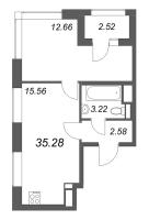 2 ккв (Евро) № 1204 Корп.: 6 , Секция 5  в ЖК Гранат