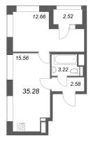 2 ккв (Евро) № 1316 Корп.: 6 , Секция 5  в ЖК Гранат
