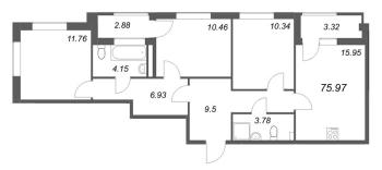 4 ккв (Евро) № 699 Корп.: 3 , Секция 1  в ЖК Гранат