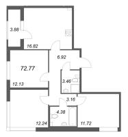 4 ккв (Евро) № 1072 Корп.: 6 , Секция 3  в ЖК Гранат