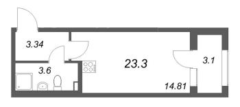 Студия № 190 Корп.: 1 , Секция 3  в ЖК Гранат
