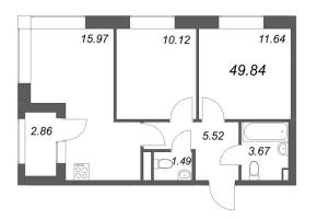 3 ккв (Евро) № 80 Корп.: 1 , Секция 2  в ЖК Гранат
