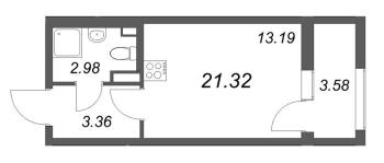 Студия № 353 Корп.: 1 , Секция 4  в ЖК Гранат