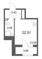 Студия № 99 Корп.: 1 , Секция 2  в ЖК Гранат