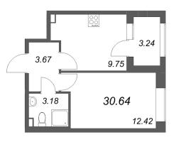1 ккв № 77 Корп.: 1 , Секция 2  в ЖК Гранат