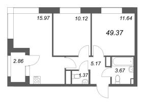 3 ккв (Евро) № 112 Корп.: 1 , Секция 2  в ЖК Гранат