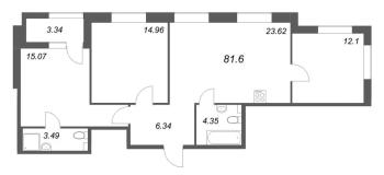4 ккв (Евро) № 624 Корп.: 2 , Секция 1  в ЖК Гранат