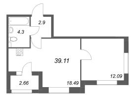 2 ккв (Евро) № 623 Корп.: 2 , Секция 1  в ЖК Гранат