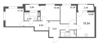 4 ккв (Евро) № 864 Корп.: 5 , Секция 1  в ЖК Гранат