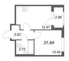 1 ккв № 1070 Корп.: 6 , Секция 3  в ЖК Гранат