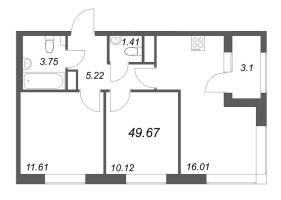 3 ккв (Евро) № 569 Корп.: 1 , Секция 6  в ЖК Гранат