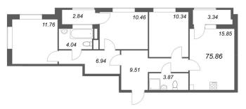 4 ккв (Евро) № 858 Корп.: 5 , Секция 1  в ЖК Гранат