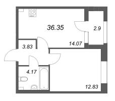 1 ккв № 621 Корп.: 2 , Секция 1  в ЖК Гранат