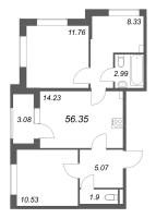 3 ккв № 852 Корп.: 5 , Секция 1  в ЖК Гранат