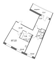 3 ккв (Евро) № 29 Корп.: 1 , Секция 1.1  в ЖК Grand View