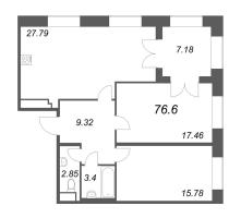 3 ккв (Евро) № 228 Корп.: 3 , Секция 3  в ЖК Grand View