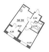 2 ккв (Евро) № 8 Корп.: 1 , Секция 1.1  в ЖК Grand View