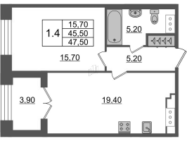 2 ккв (Евро) № 277 Корп.: 4 , Секция 4  в ЖК Grand View