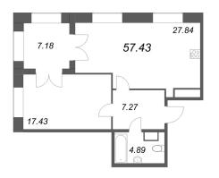2 ккв (Евро) № 307 Корп.: 5 , Секция 5  в ЖК Grand View