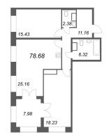 3 ккв (Евро) № 336 Корп.: 6 , Секция 6  в ЖК Grand View