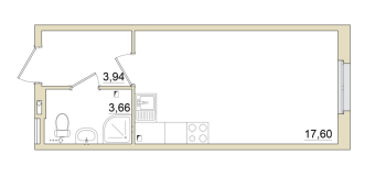 Студия № 444 Корп.: 2 , Секция 11  в ЖК Granholm Village