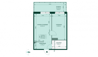 2 ккв (Евро) № 4.5.25 Корп.: 4.5 , Секция 1  в ЖК Grona Lund