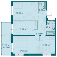 4 ккв (Евро) № 4.8.11 Корп.: 4.8 , Секция 1  в ЖК Grona Lund