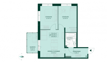 3 ккв (Евро) № 4.5.15 Корп.: 4.5 , Секция 1  в ЖК Grona Lund